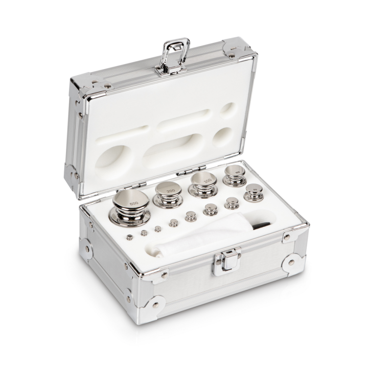 Zestaw odważników 304-056 E1 (1 g – 500 g) ze stali nierdzewnej w etui. Idealny do kalibracji wag. Zamów online już dziś!