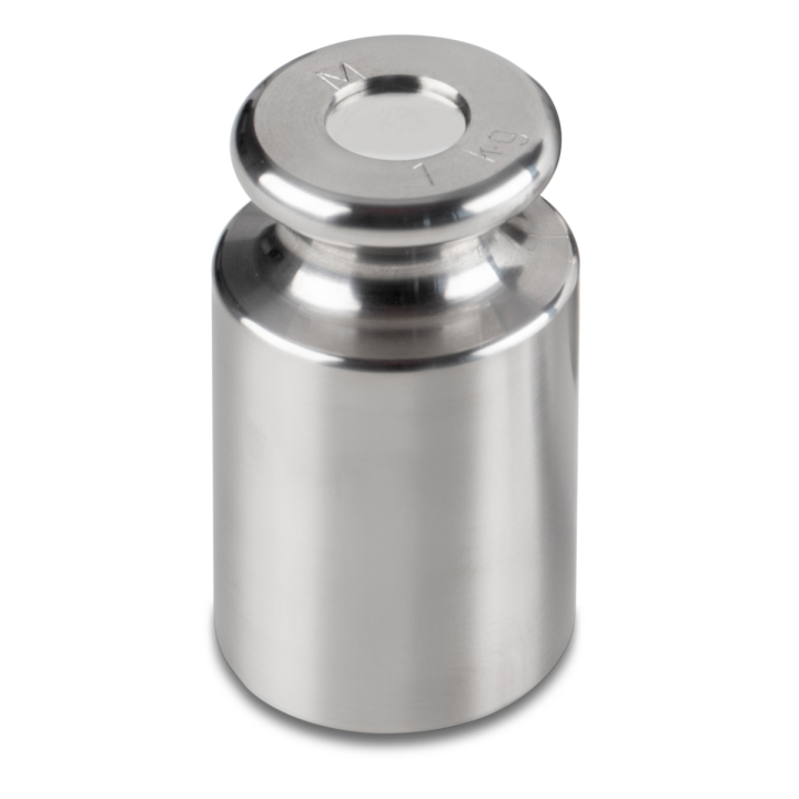 Individual weight, OIML Class M3, 1 kg, Knob, stainless steel fine turned