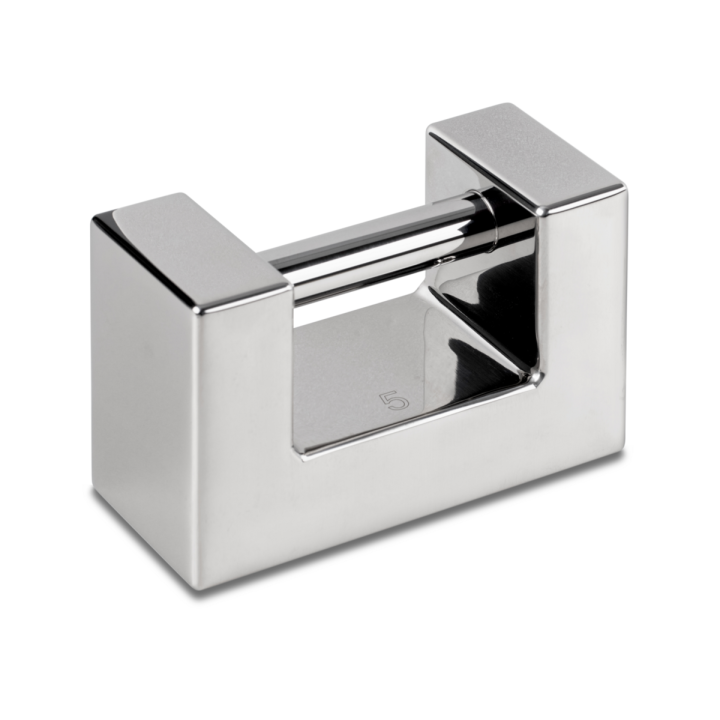 Individual weight, OIML Class F1, 5 kg, Block, stainless steel polished