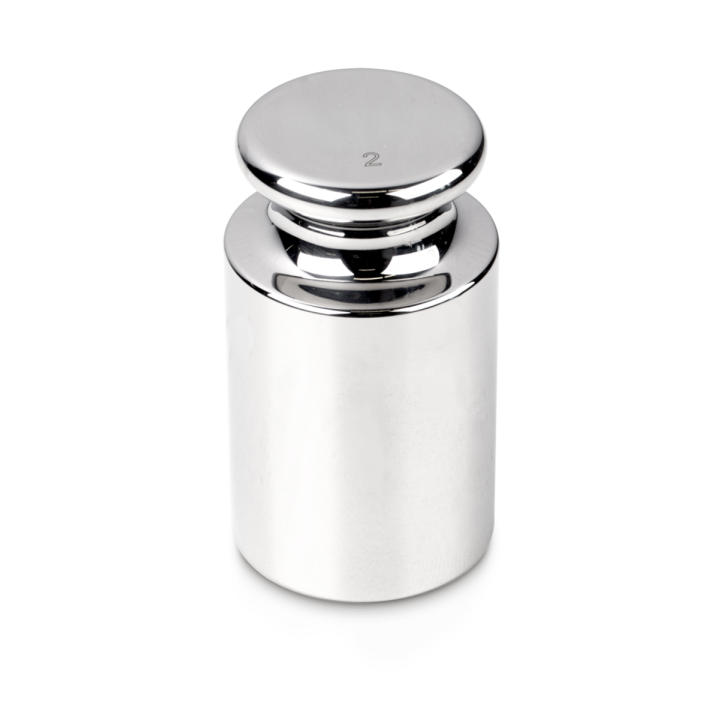 Individual weight, OIML Class E1, 2 kg, Knob, stainless steel polished