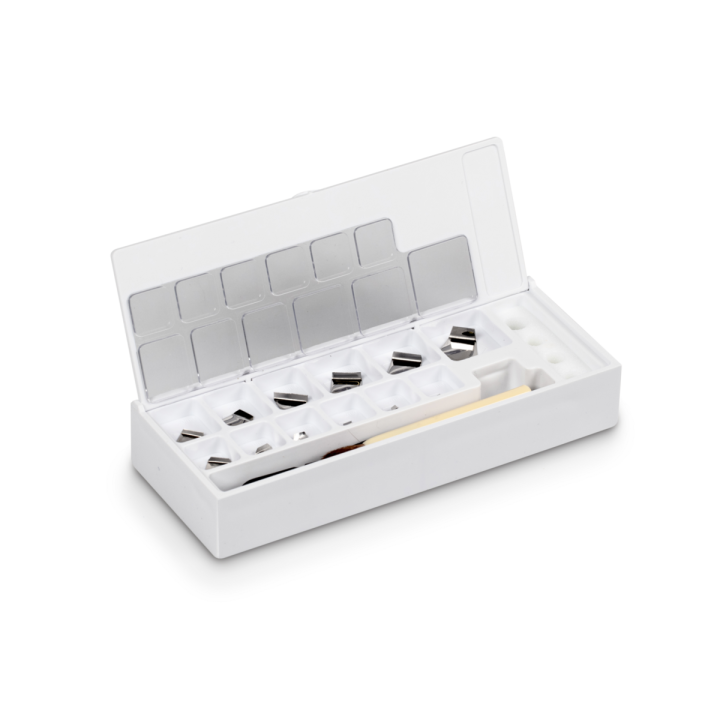 Set of milligram weights, E1, 1 mg - 500 mg, Platelet, , in plastic case