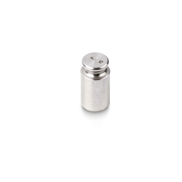 Individual weight, OIML Class F2, 10 g, Knob, stainless steel fine turned