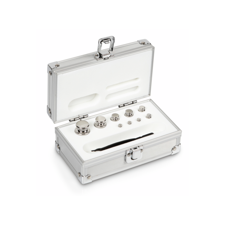 Zestaw odważników 314-036 E2 (1 g – 100 g) ze stali nierdzewnej w etui. Idealny do kalibracji wag. Zamów online już dziś!