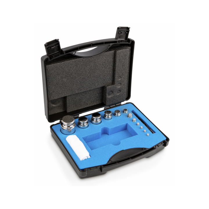 Zestaw odważników 314-054 E2 (1 g – 500 g) ze stali nierdzewnej w etui. Idealny do kalibracji wag. Zamów online już dziś!