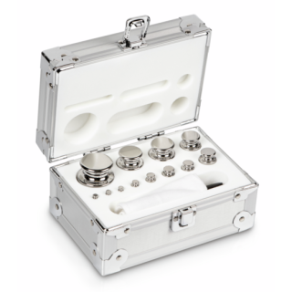 Zestaw odważników 314-056 E2 (1 g – 500 g) ze stali nierdzewnej w etui. Idealny do kalibracji wag. Zamów online już dziś!