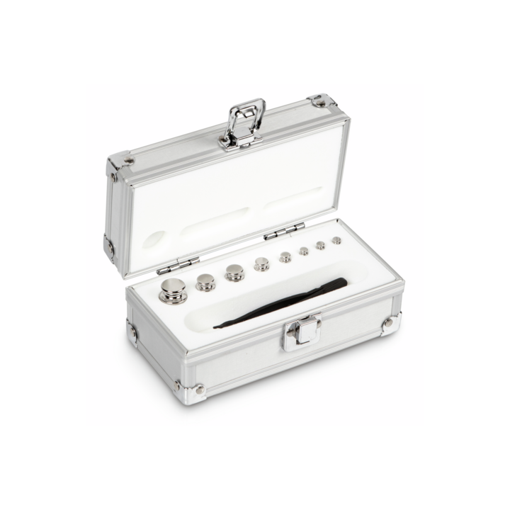 Zestaw odważników 314-026 E2 (1 g – 50 g) ze stali nierdzewnej w etui. Idealny do kalibracji wag. Zamów online już dziś!