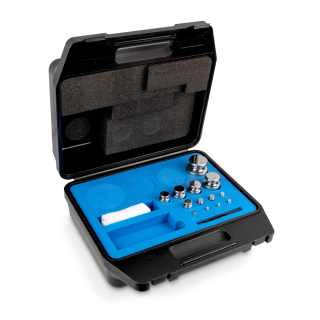 Zestaw odważników, F1, 1 g – 1 kg, gałka, stal nierdzewna polerowana, w plastikowym pudełku.