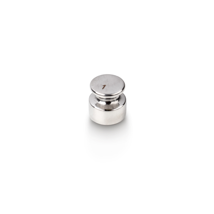 Individual weight, OIML Class F1, 1 g, Knob, stainless steel polished