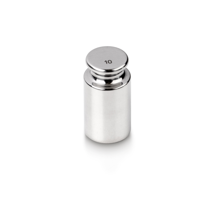 Individual weight, OIML Class F1, 10 g, Knob, stainless steel polished
