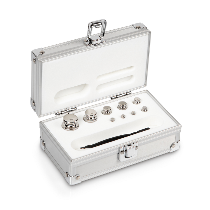 Zestaw odważników 304-036 E1 (1 g – 100 g) ze stali nierdzewnej w etui. Idealny do kalibracji wag. Zamów online już dziś!