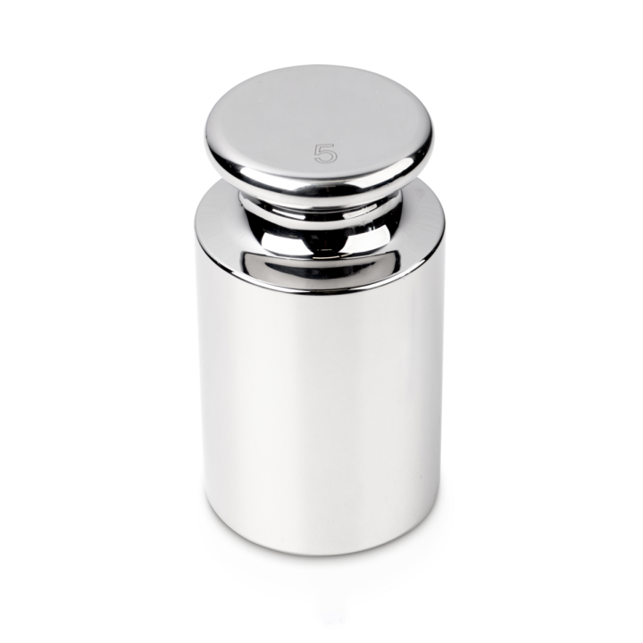 Individual weight, OIML Class F1, 5 kg, Knob, stainless steel polished