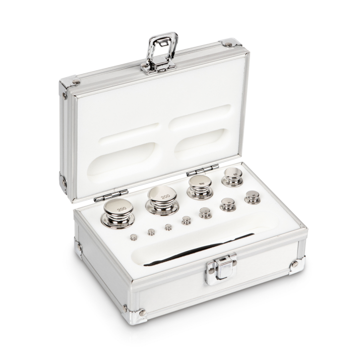 Zestaw odważników 304-046 E1 (1 g – 200 g) ze stali nierdzewnej w etui. Idealny do kalibracji wag. Zamów online już dziś!