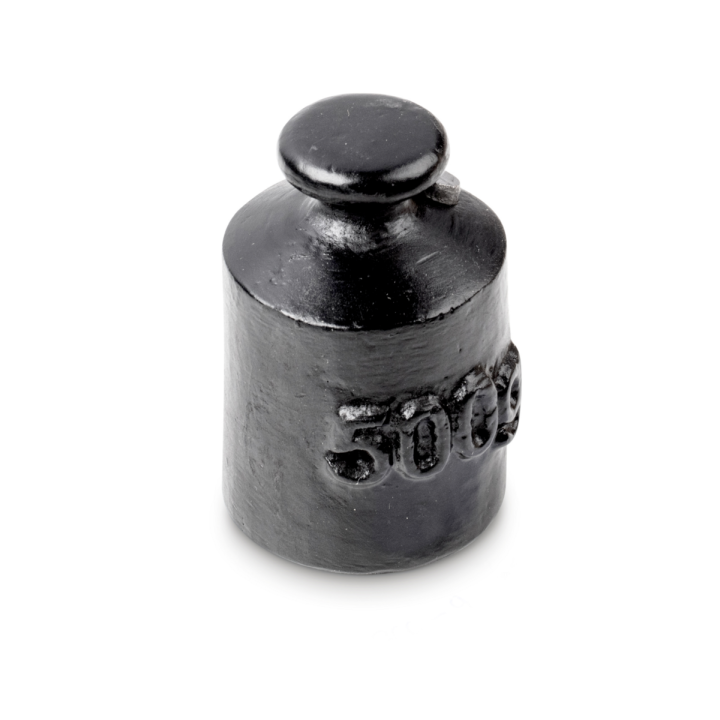 Individual weight, OIML Class M3, 500 g, Knob, cast iron lacquered