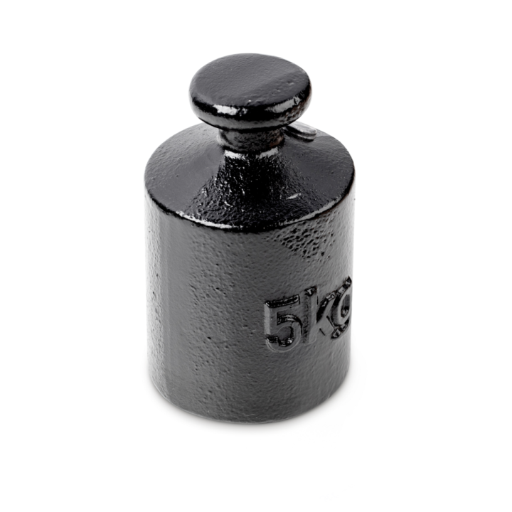 Individual weight, OIML Class M3, 5 kg, Knob, cast iron lacquered